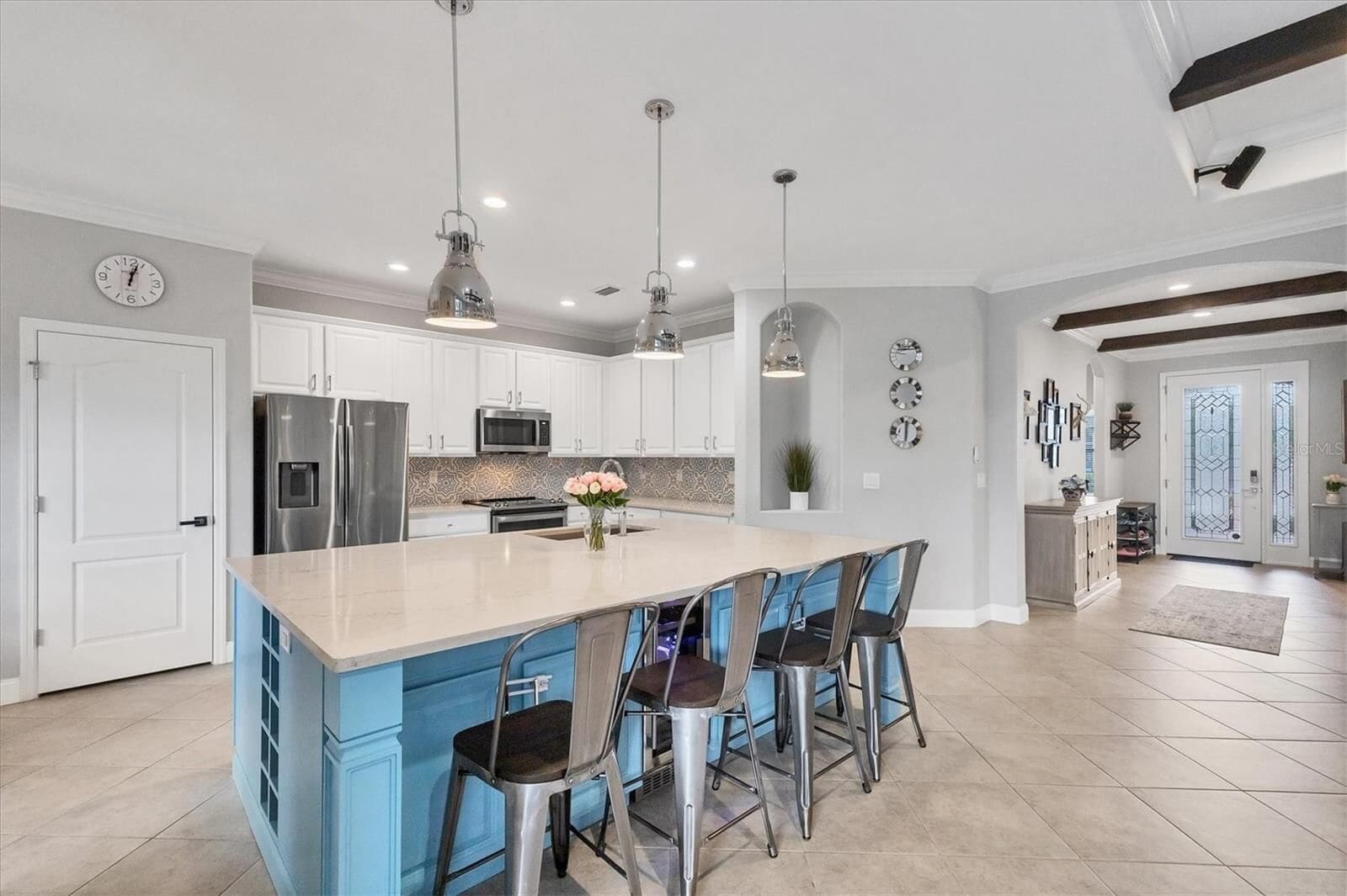 Kitchen with pendant lighting over the island