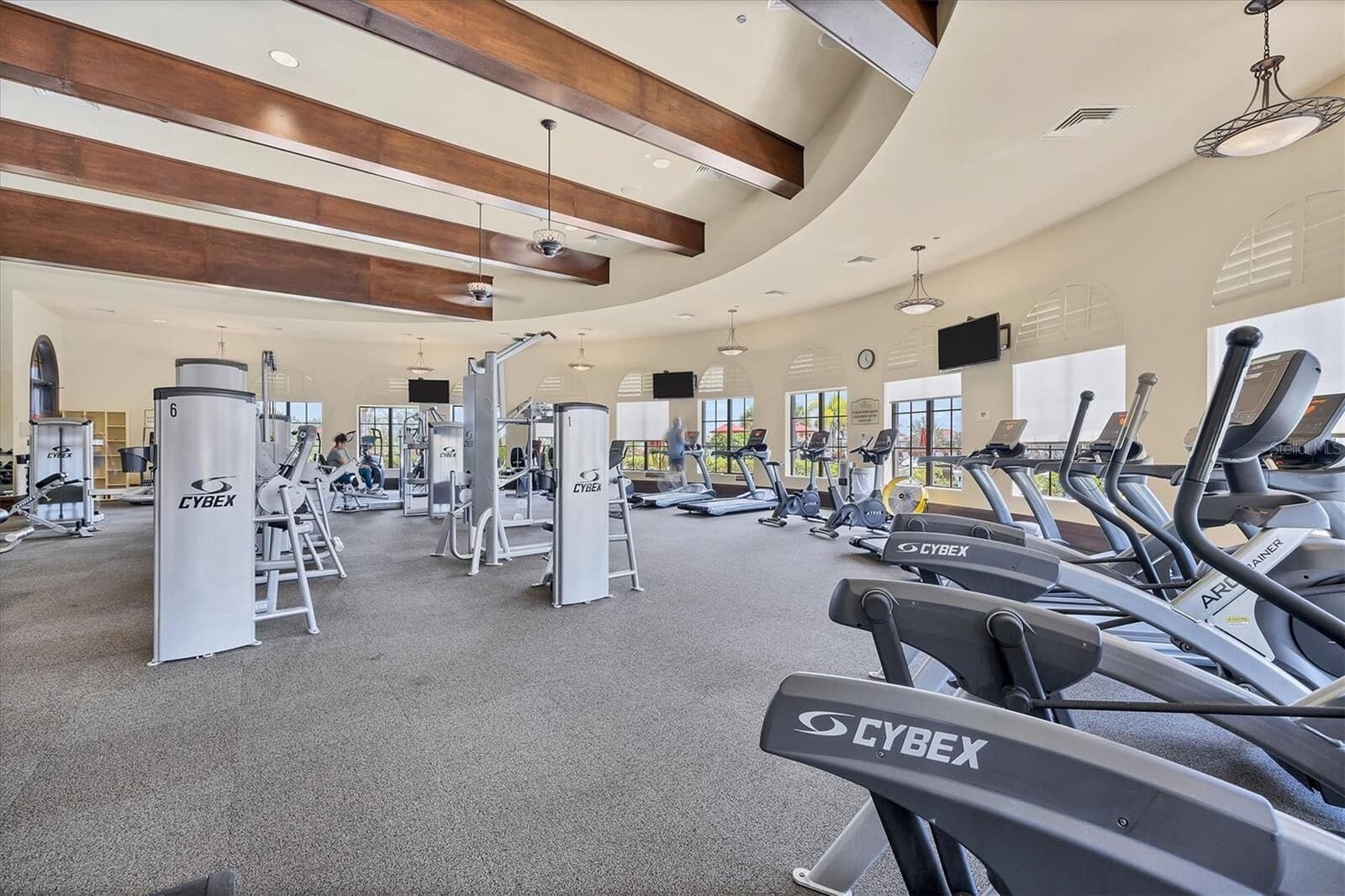 Community gym with treadmills and weight machines (shared)