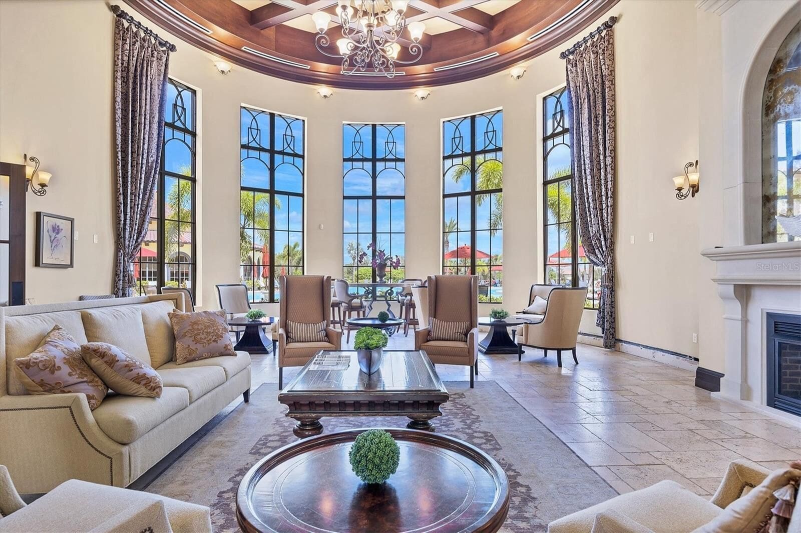 Clubhouse lounge with chandelier (shared)