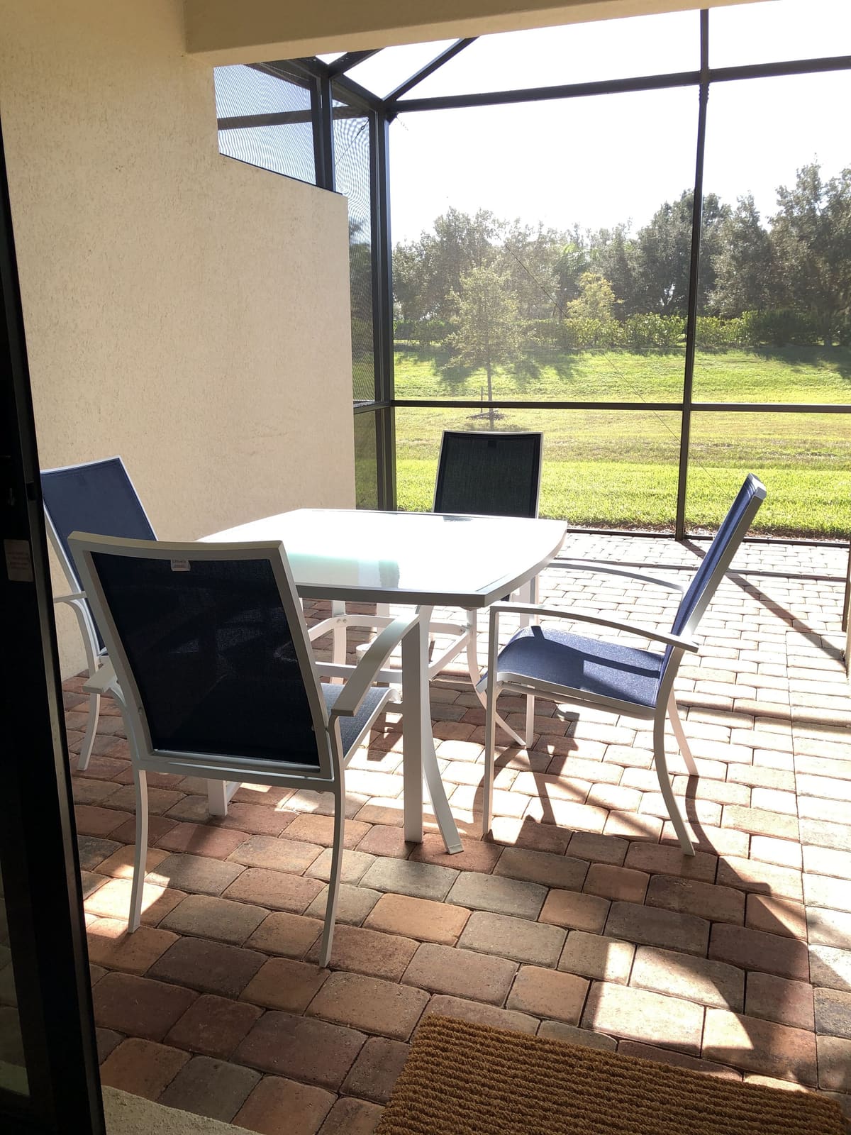Porch table and chairs onto the lawn